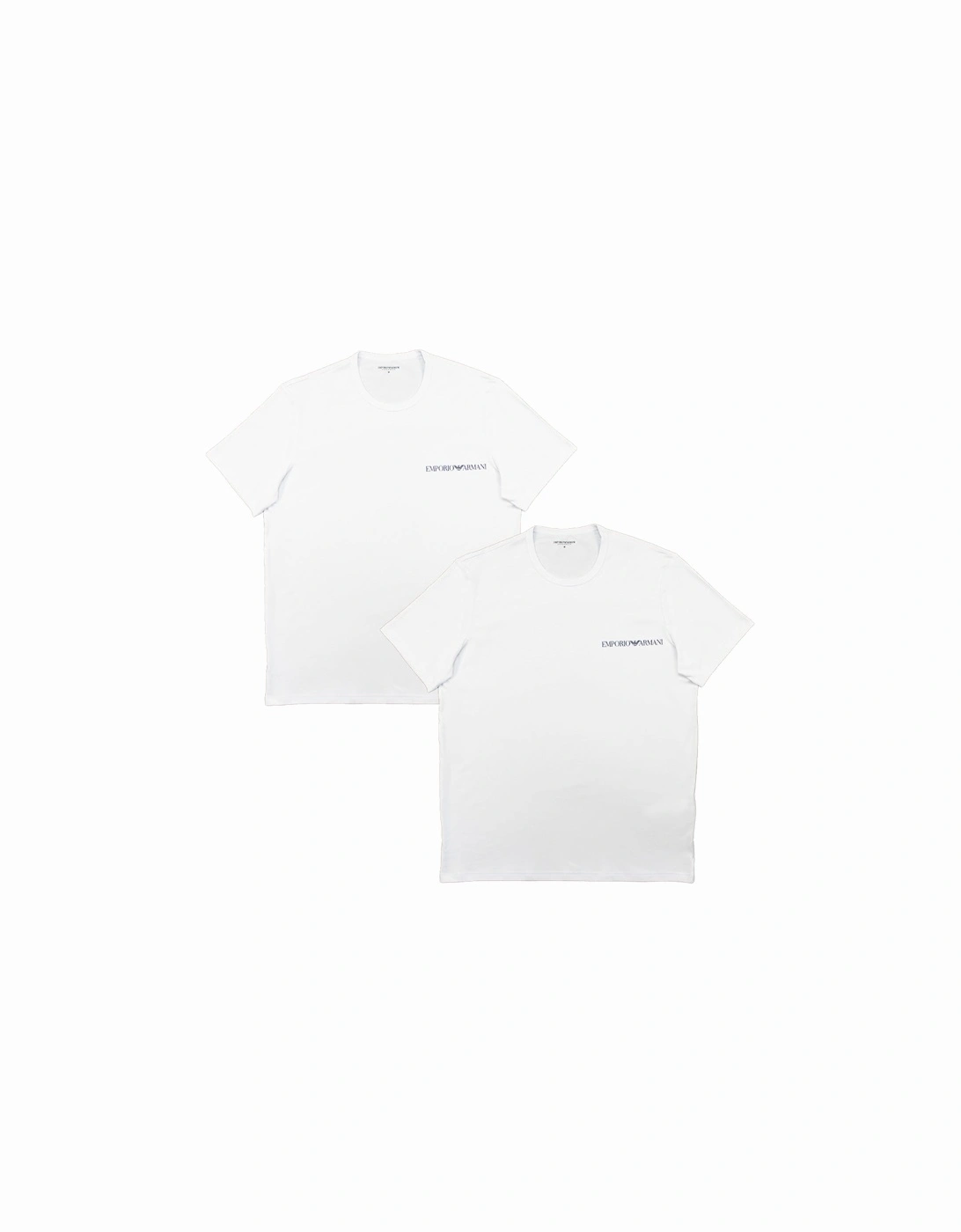 Emporio Armani Men's White/White 2-Pack Core Logoband Crew-Neck T-Shirts, - - : 44/Regular XX-Large