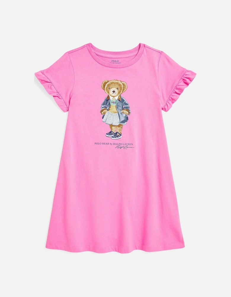 Younger Girls Bear Sleeveless Dress - Pink