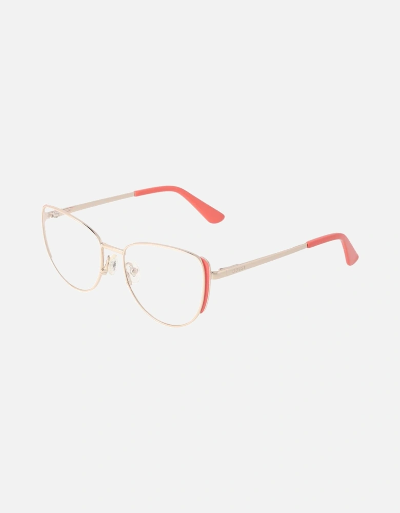 Cat Eye Metal Frame Glasses with Demo Lenses Women - Orange
