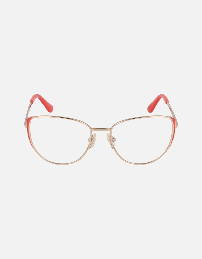 Cat Eye Metal Frame Glasses with Demo Lenses Women - Orange