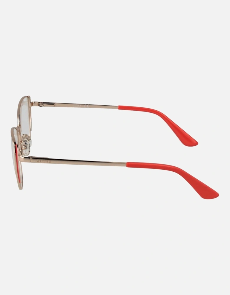Cat Eye Metal Frame Glasses with Demo Lenses Women - Orange