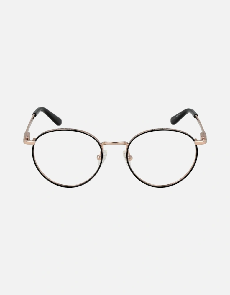 Round Metal Full-Rim Eyeglasses with Demo Lenses Unisex - Black Frames