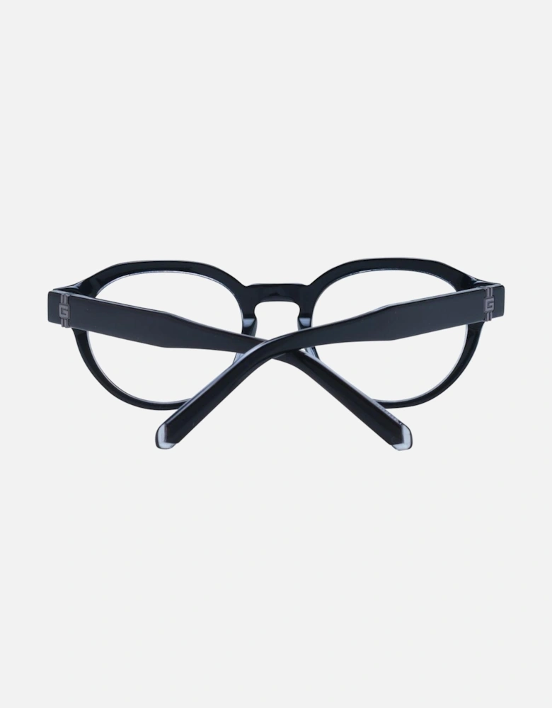 Round Full-Rim Plastic Frame Glasses Unisex - Black