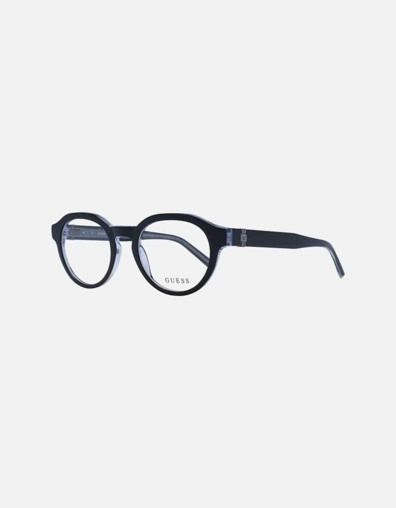 Round Full-Rim Plastic Frame Glasses Unisex - Black