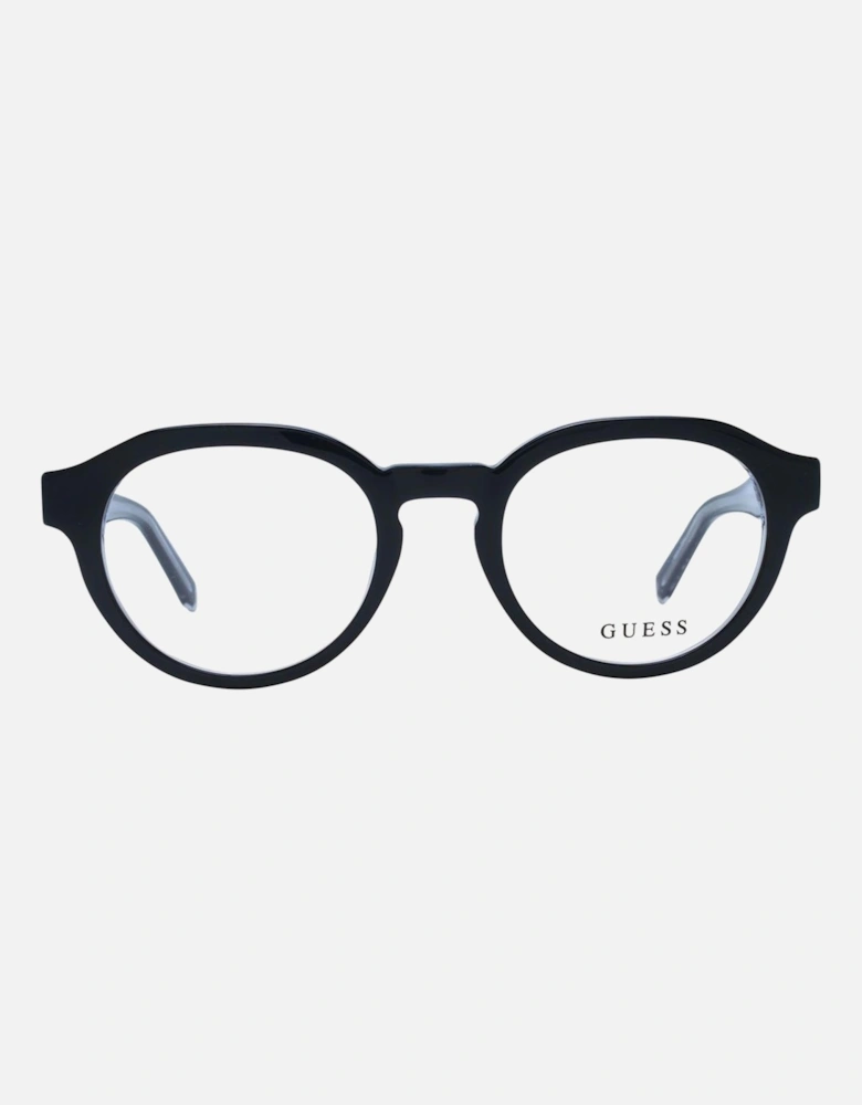 Round Full-Rim Plastic Frame Glasses Unisex - Black