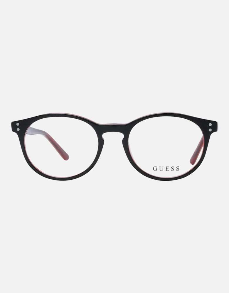 Round Full-Rim Plastic Frame Glasses Unisex - Black