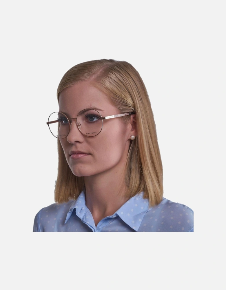 Round Metal Full-Rim Eyeglasses with Demo Lenses Women - Rose Gold