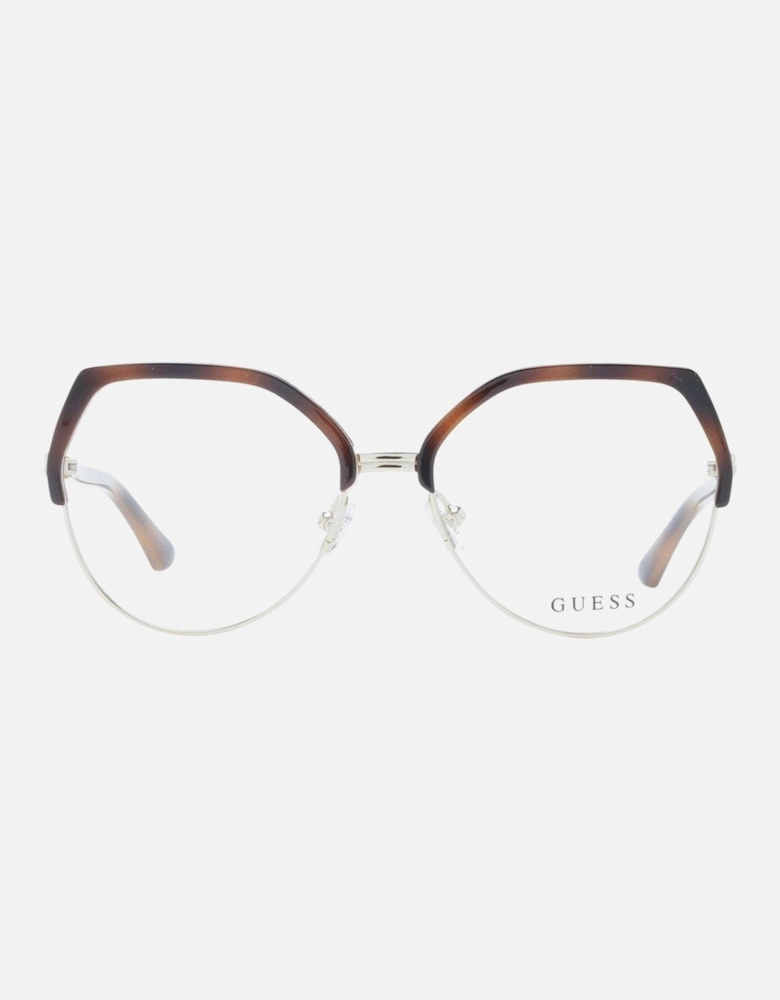Round Full-Rim Plastic Frame Glasses Women - Brown