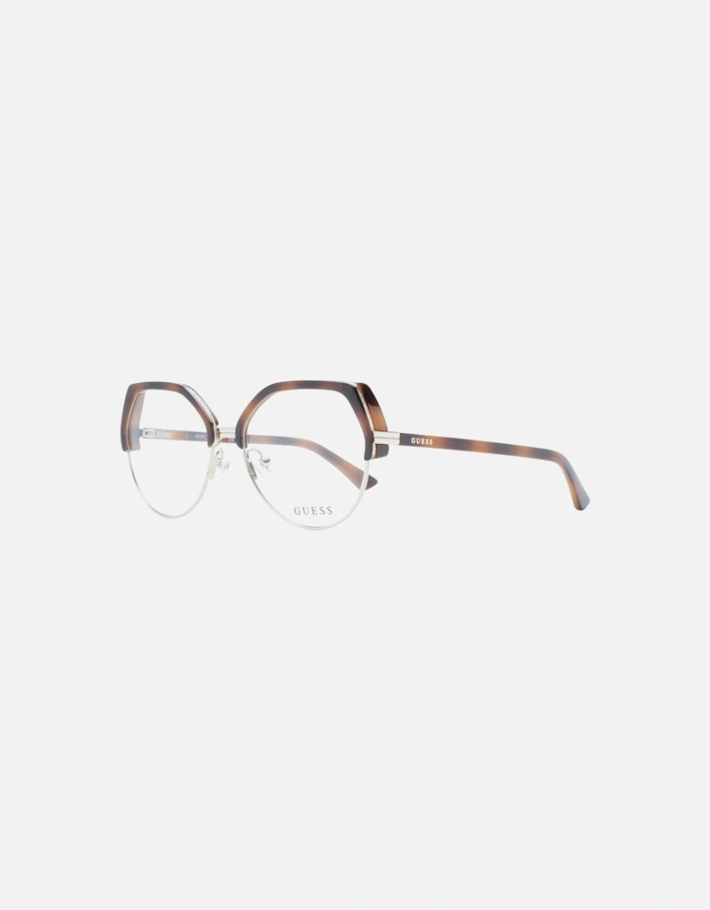 Round Full-Rim Plastic Frame Glasses Women - Brown