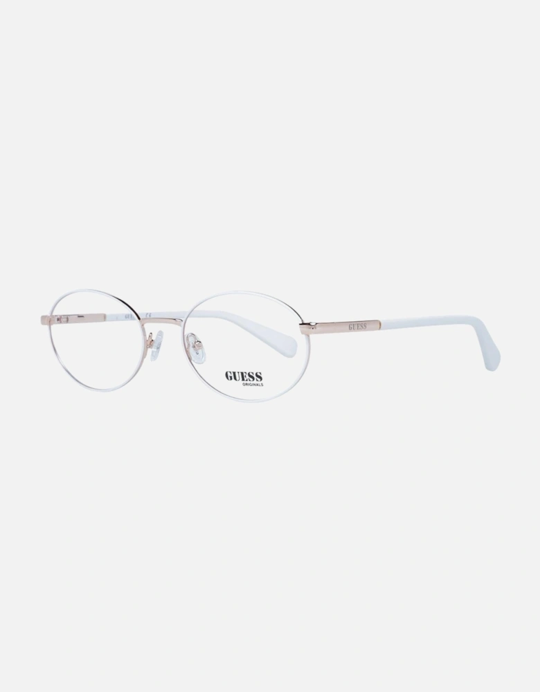 Oval White Metal Frame Glasses Unisex