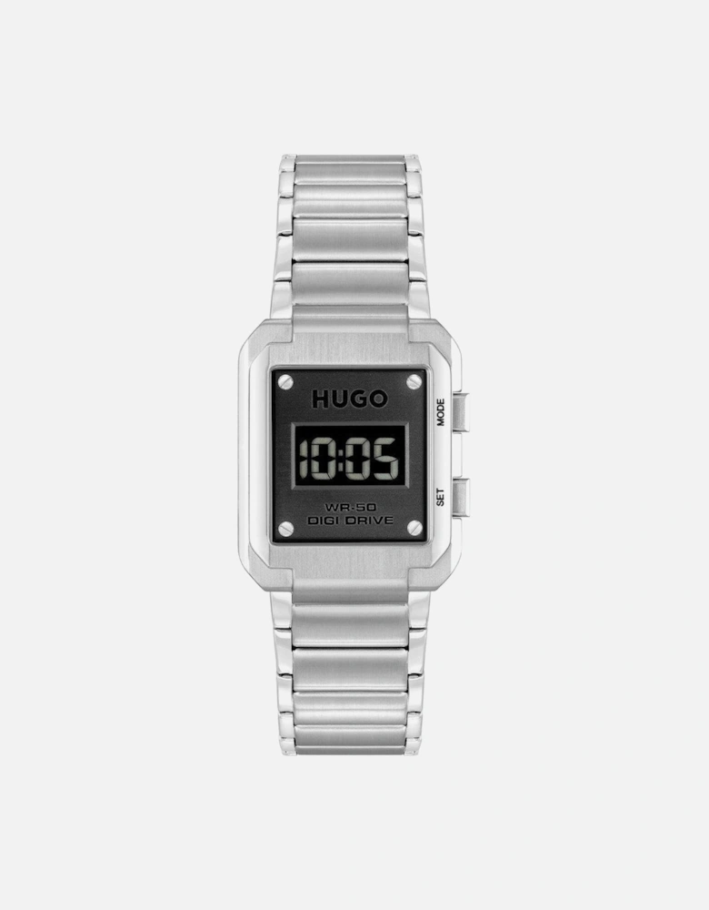 Quartz Digital Stainless Steel Watch Unisex - Silver Unisex Watches