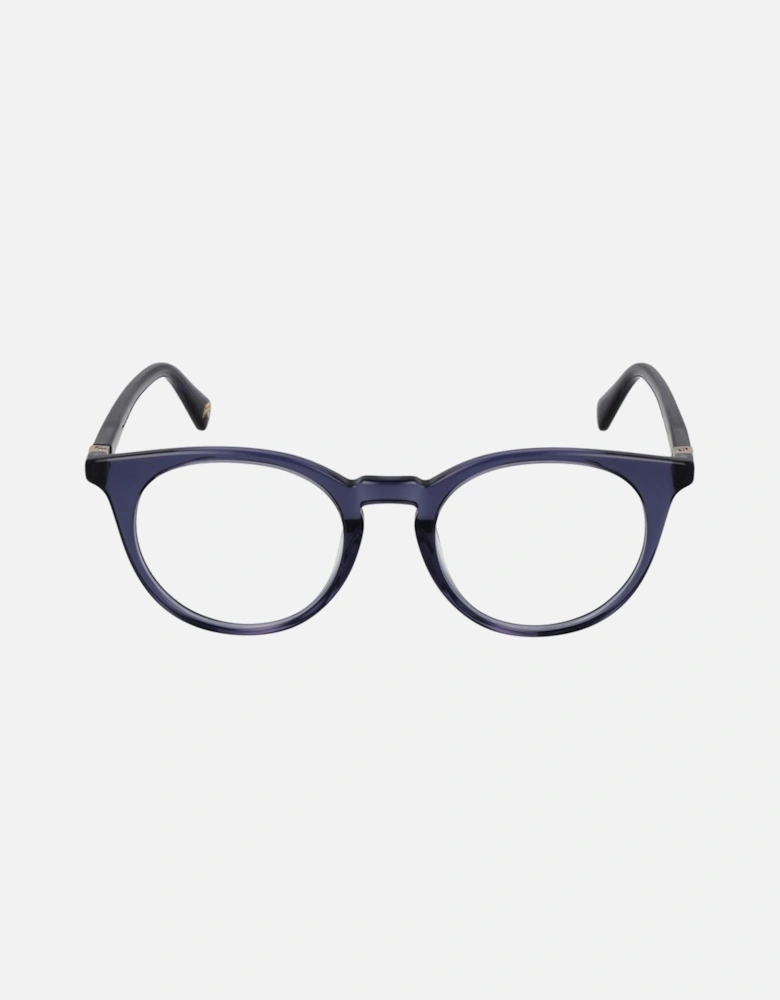 Round Full-Rim Acetate Eyeglasses with Demo Lenses Unisex - Blue