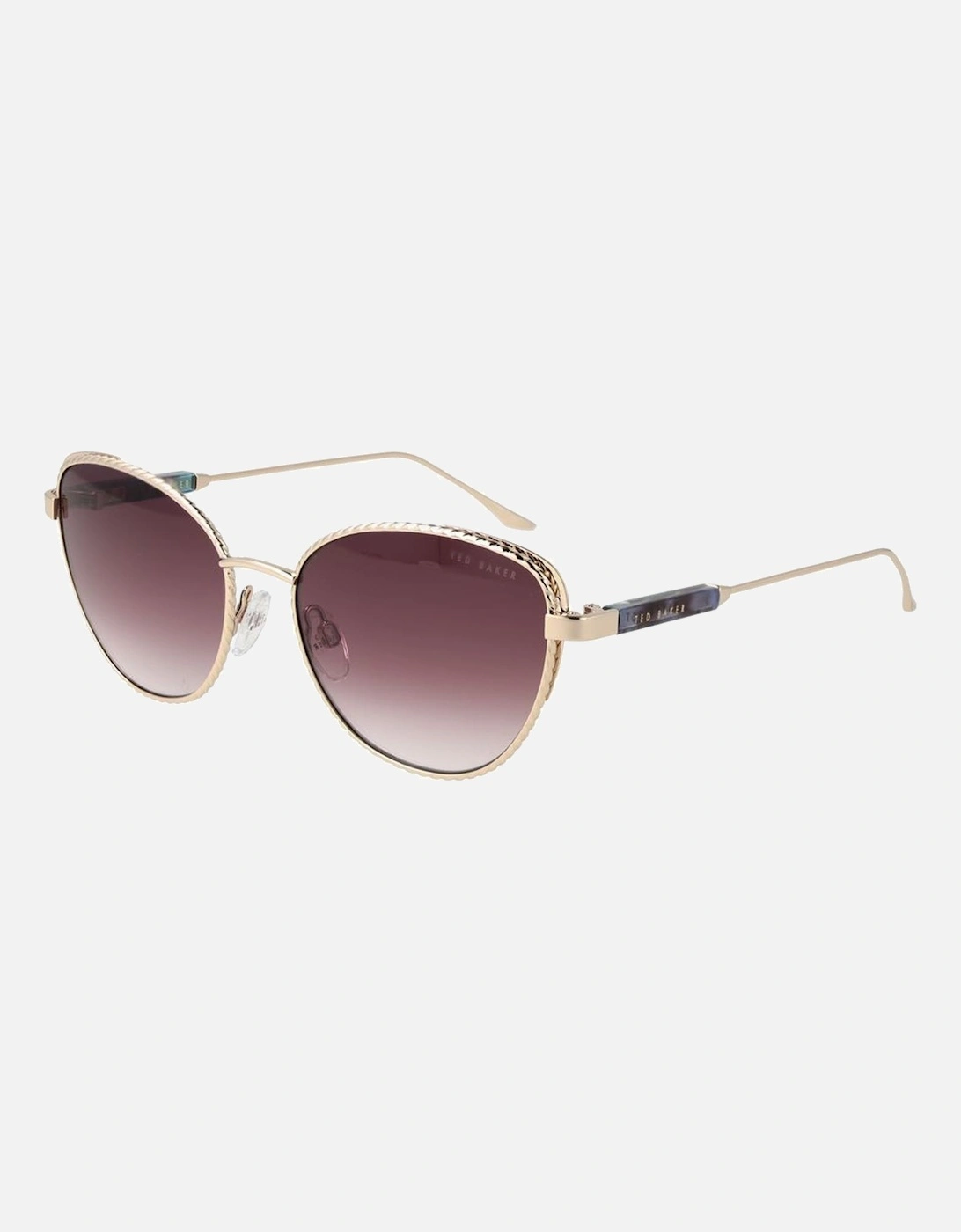 Cat Eye Gradient Sunglasses with Full-Rim Metal Frame Women - Gold, 4 of 3