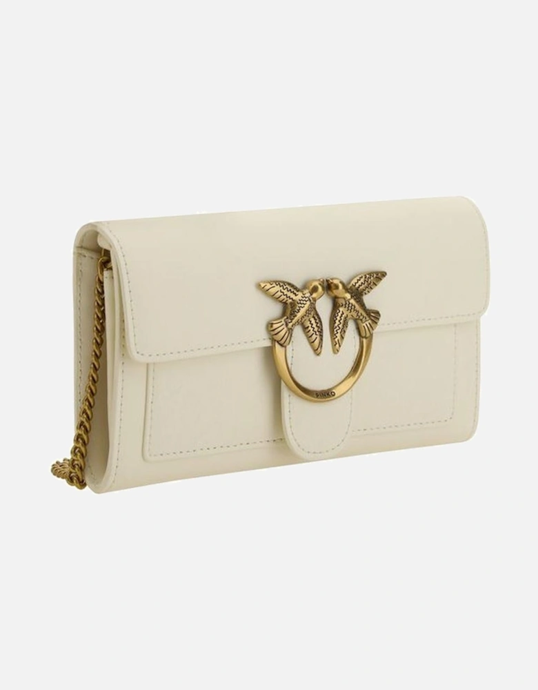 Calfskin One Love Wallet with Chain Strap Women - White