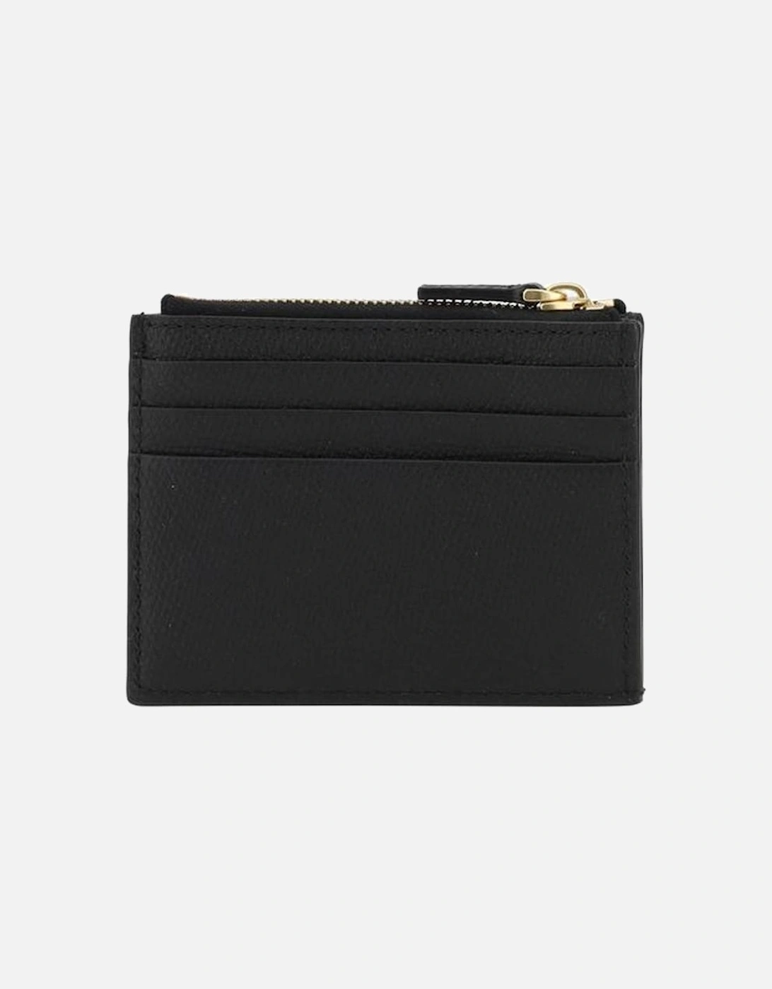 Leather Card Holder with VLogo Plaque Women - Black Wallets