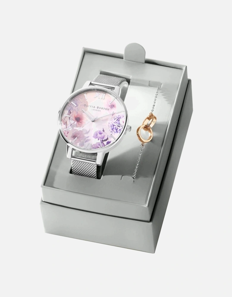 Quartz Analog Stainless Steel Watch and Bracelet Set Women - Gray