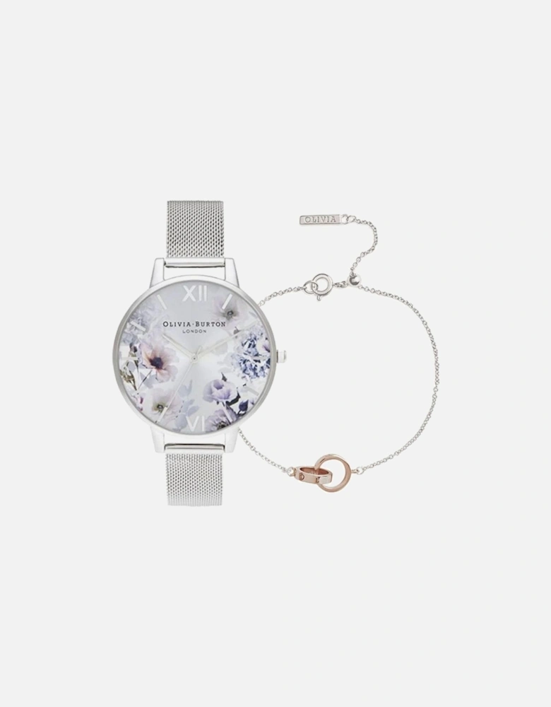 Quartz Analog Stainless Steel Watch and Bracelet Set Women - Gray