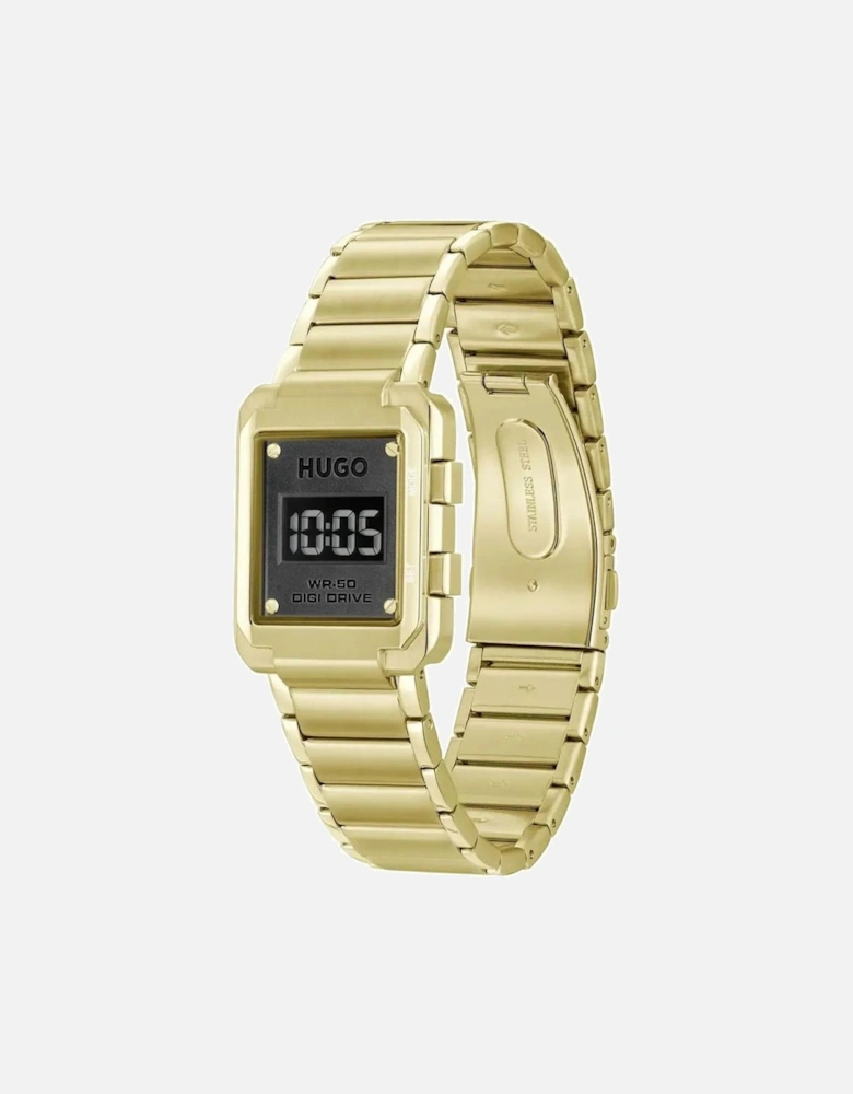 Stainless Steel Quartz Digital Watch Unisex - Gold Unisex Watches