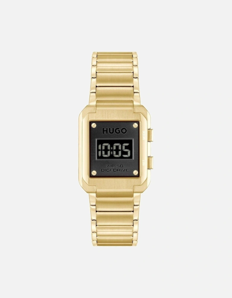 Stainless Steel Quartz Digital Watch Unisex - Gold Unisex Watches