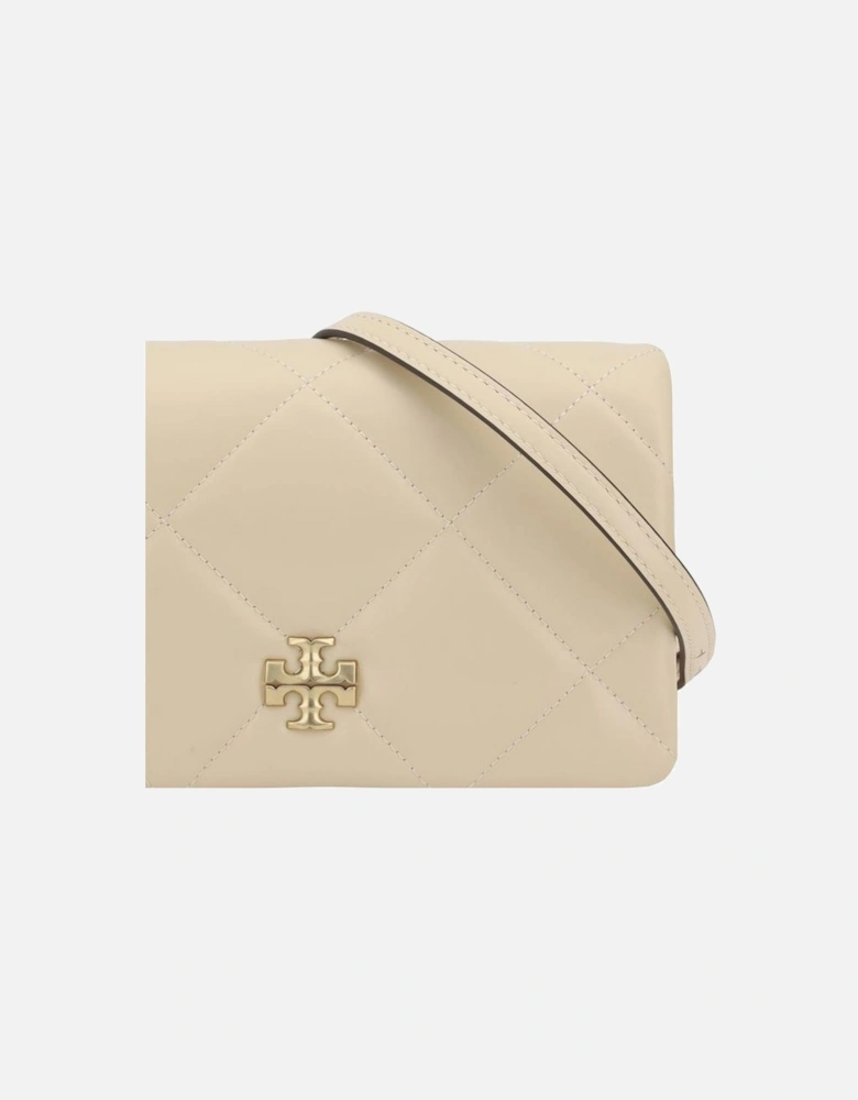 Quilted Leather Shoulder Wallet with Chain Strap Women - Cream