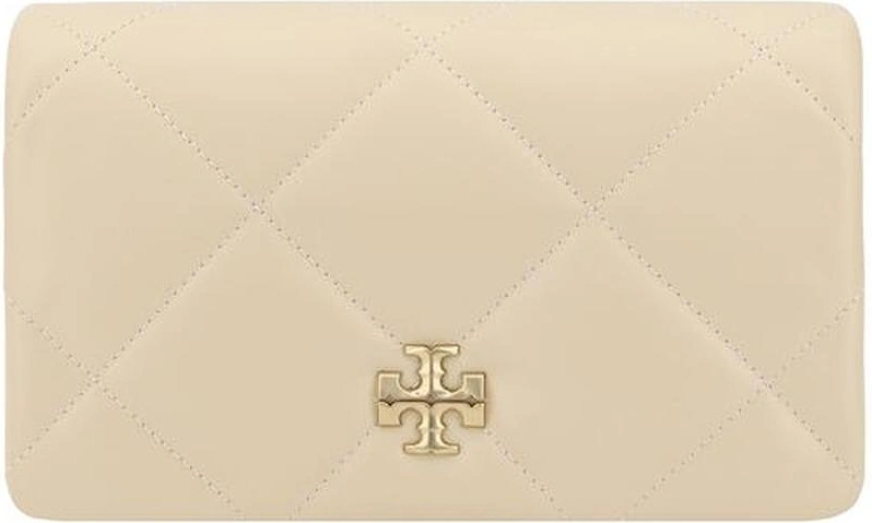 Quilted Leather Shoulder Wallet with Chain Strap Women - Cream, 5 of 4
