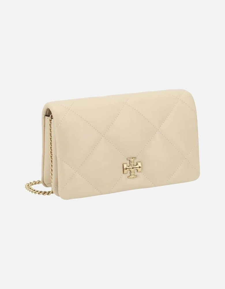 Quilted Leather Shoulder Wallet with Chain Strap Women - Cream