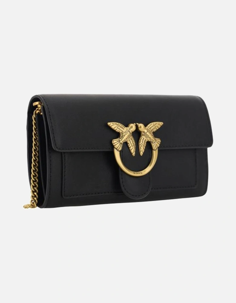 Calfskin One Love Wallet with Chain Strap Women - Black