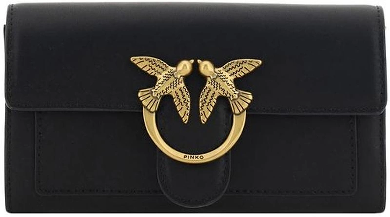 Calfskin One Love Wallet with Chain Strap Women - Black, 5 of 4
