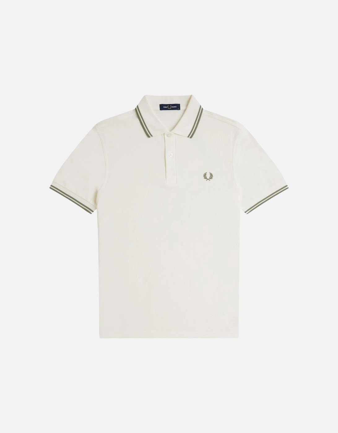 Men's Twin Tipped Fred Perry Shirt - Light Ecru/Olive Mint - Cream - Size: Regular/42