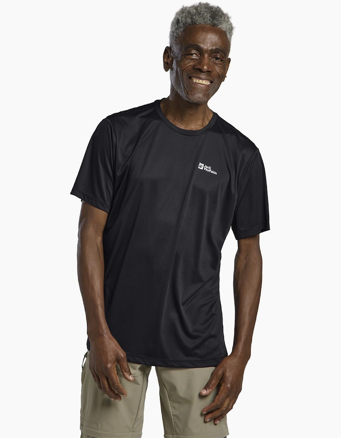 Jack Wolfskin Men's Grey Tech Short Sleeve T-Shirt - : 40/Regular L