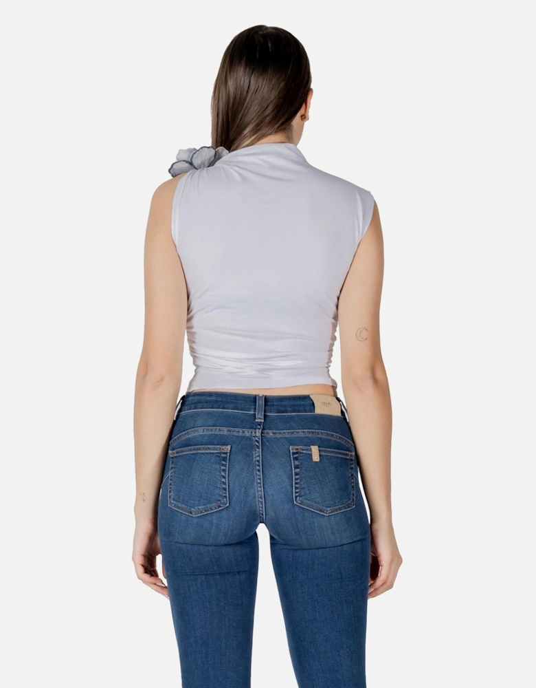 Sleeveless Turtleneck Cotton Top Women - White