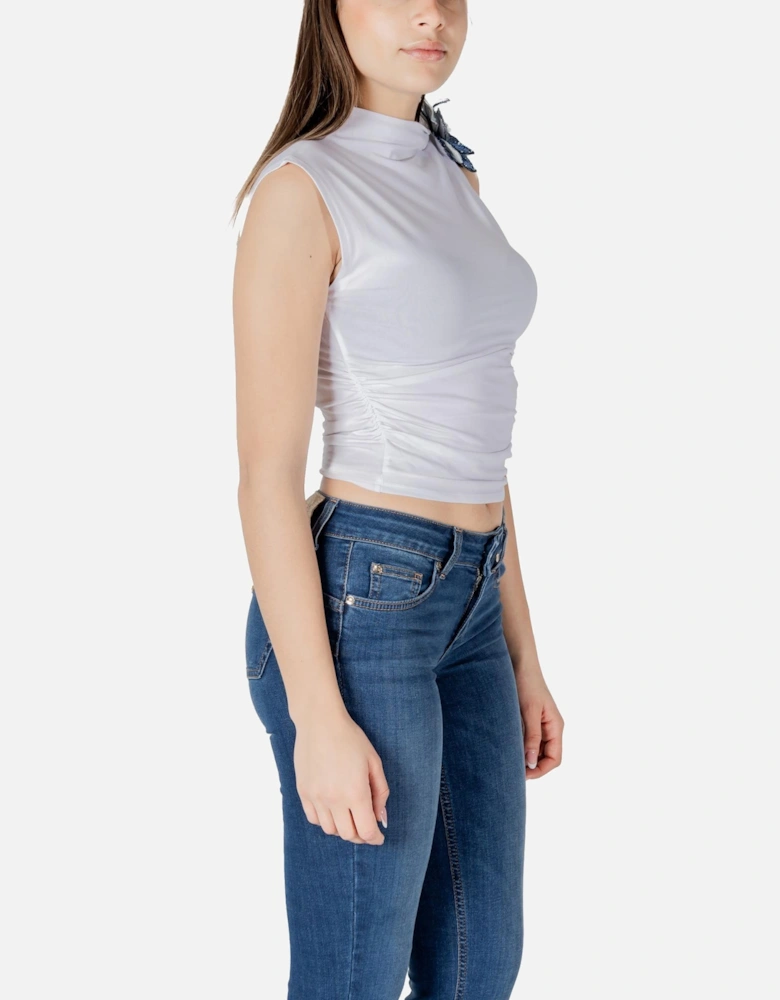 Sleeveless Turtleneck Cotton Top Women - White
