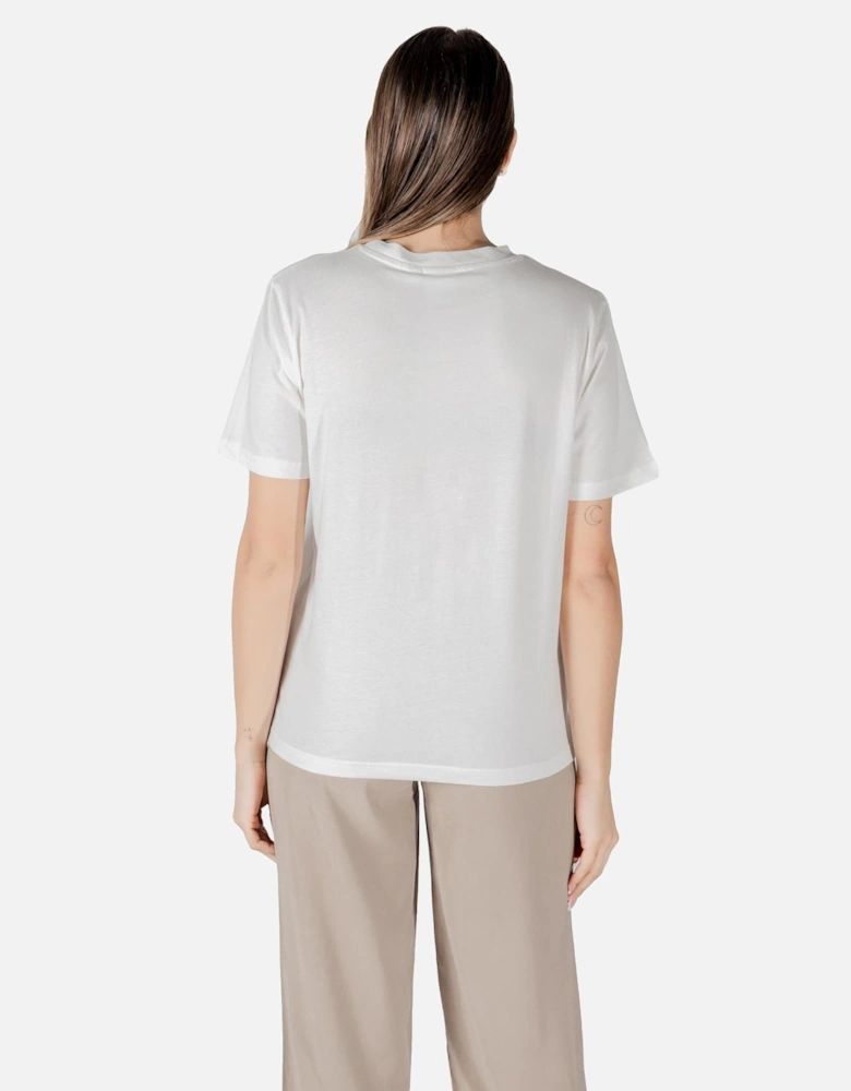 Floral Print Round Neck T-Shirt Women - White Shirts