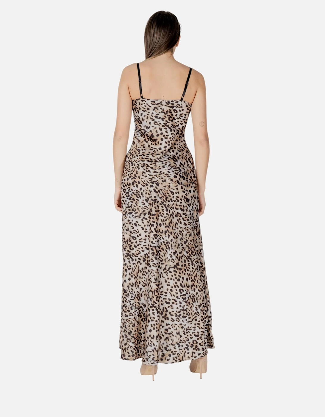 Leopard Print Strappy Square Neck Dress Women - Beige Dresses