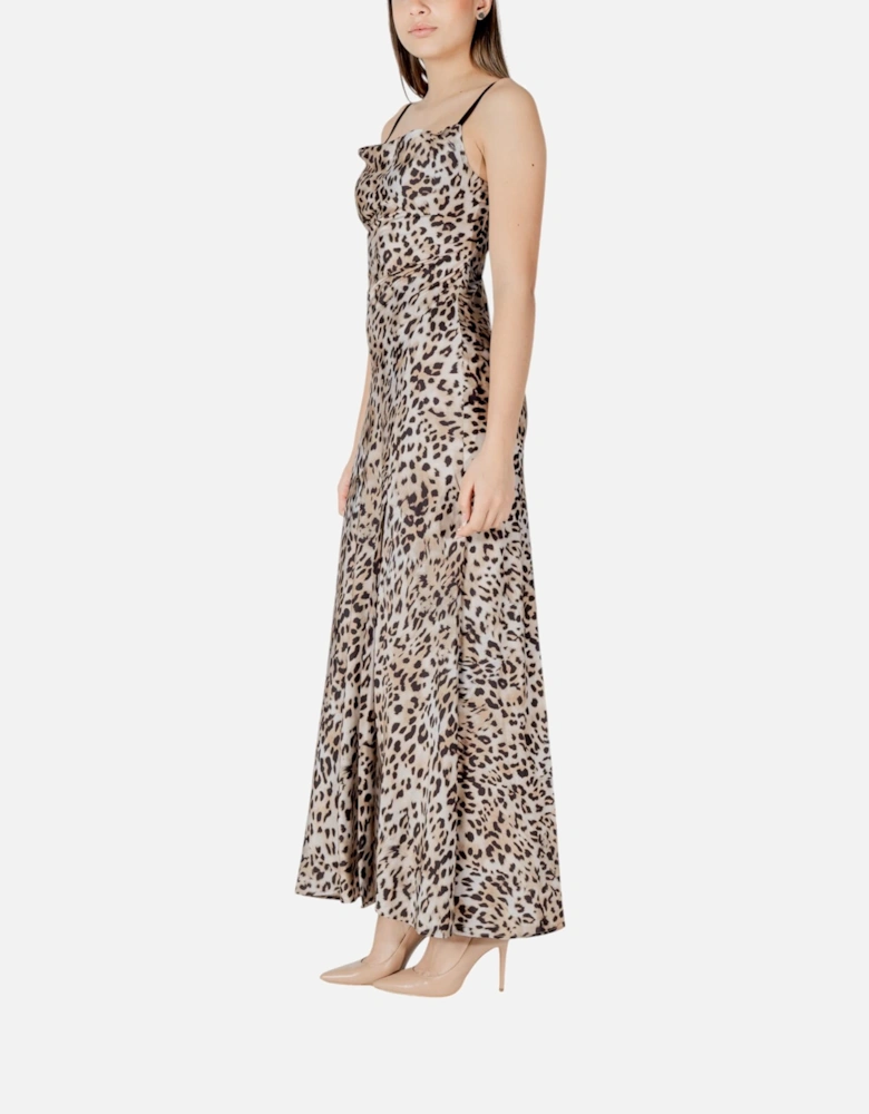 Leopard Print Strappy Square Neck Dress Women - Beige Dresses