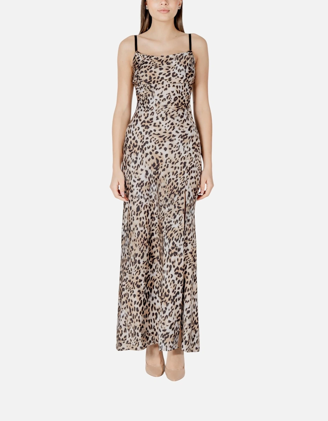 Leopard Print Strappy Square Neck Dress Women - Beige Dresses, 4 of 3