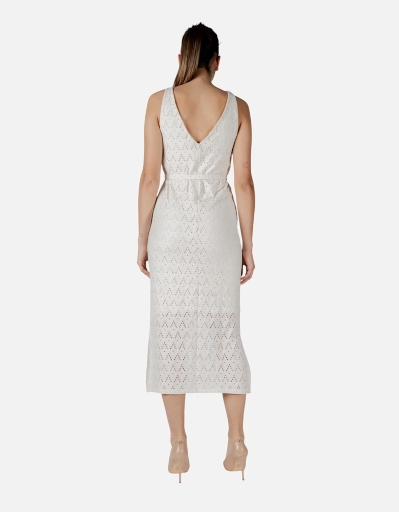 Sleeveless V-Neck Dress with Belt Women - Beige Dresses