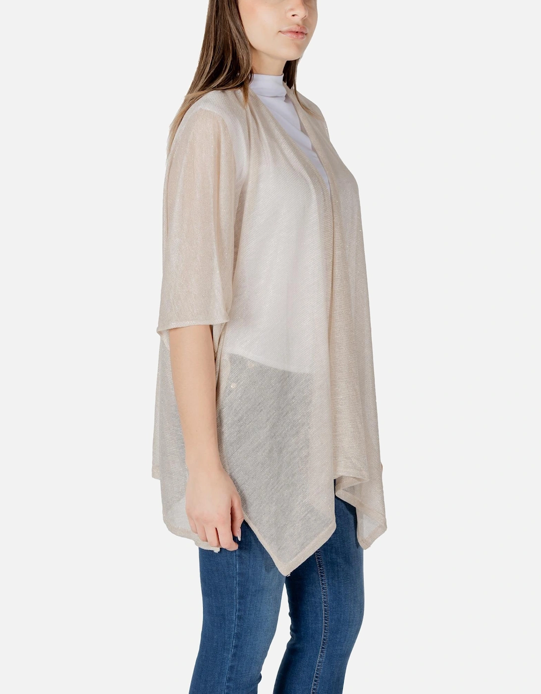 Short Sleeve Acrylic Cardigan Women - Gold Sweaters