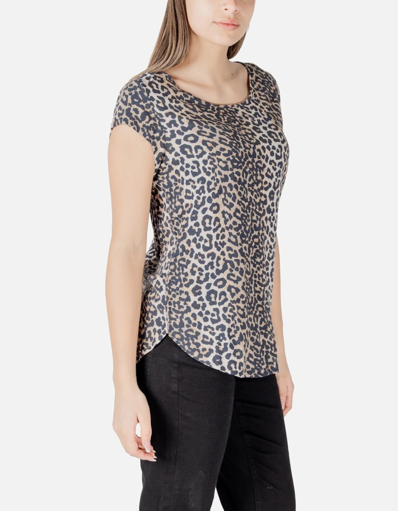 Leopard Pattern Blouse with Button Fastening Women - Beige