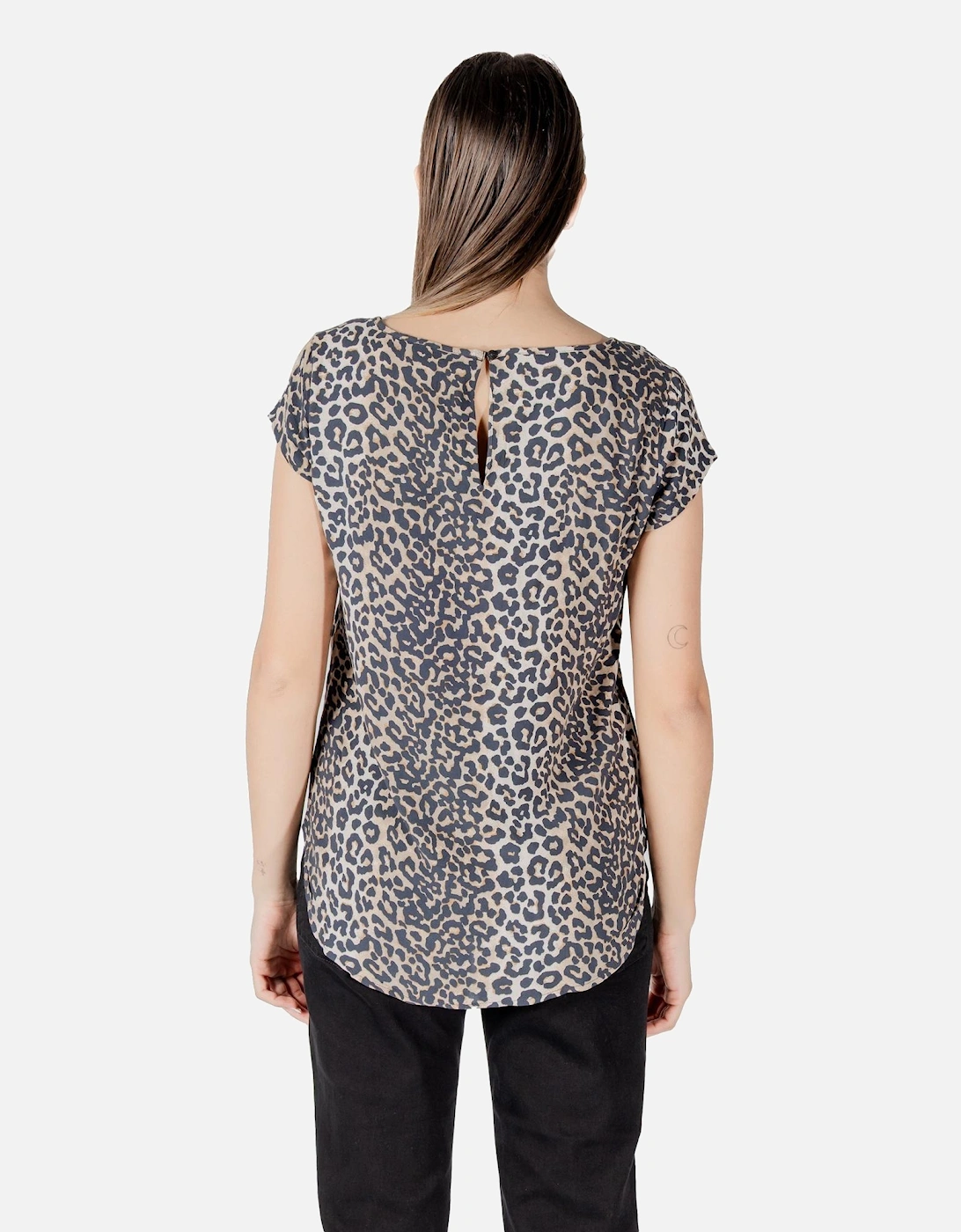 Leopard Pattern Blouse with Button Fastening Women - Beige