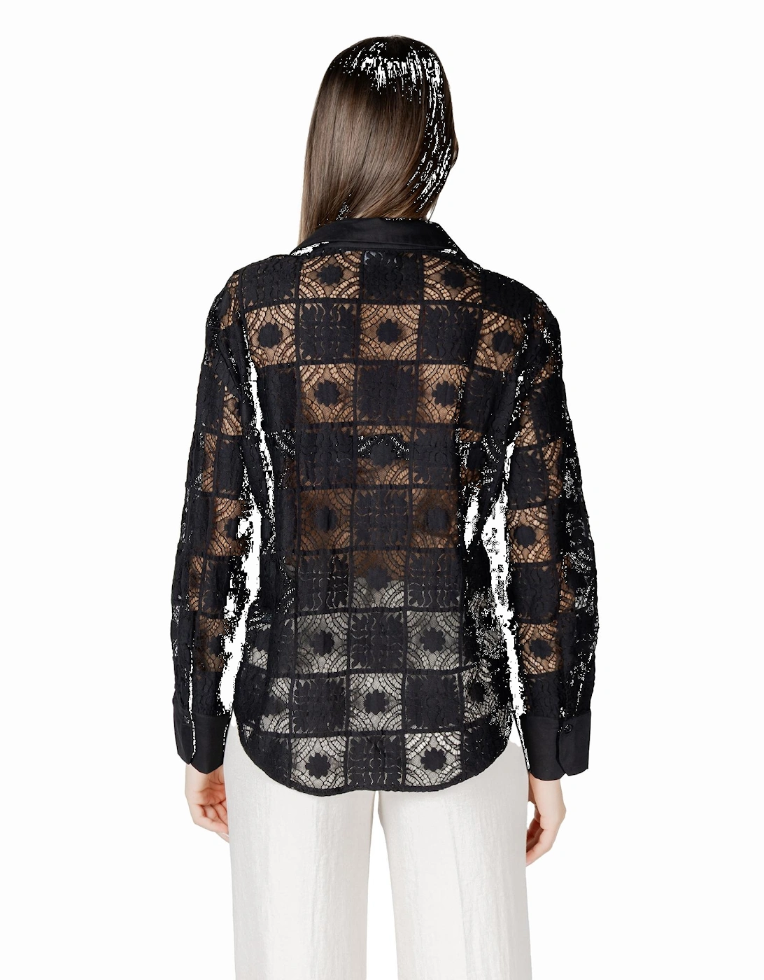 Long Sleeve Button-Up Blouse Women - Black