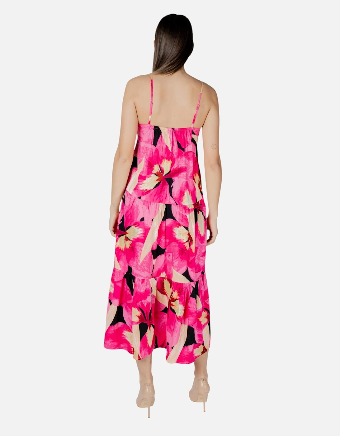 Floral V-Neck Strappy Dress Women - Fuchsia Dresses