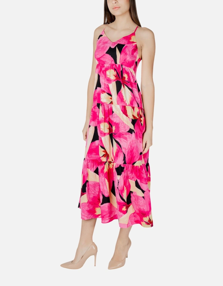 Floral V-Neck Strappy Dress Women - Fuchsia Dresses
