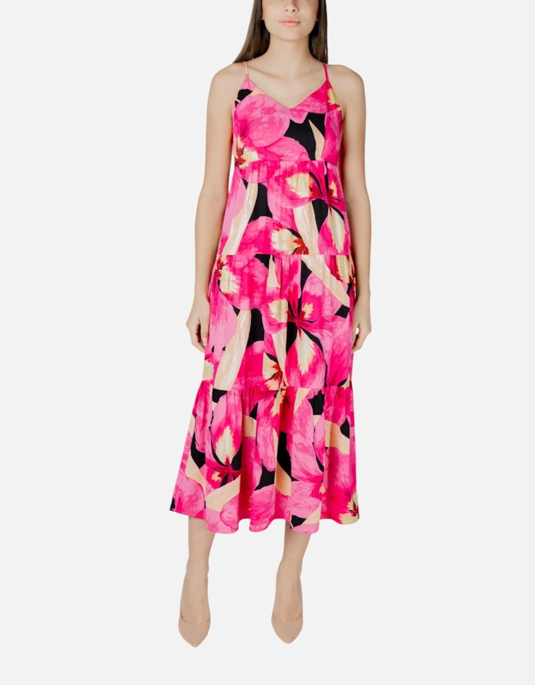 Floral V-Neck Strappy Dress Women - Fuchsia Dresses
