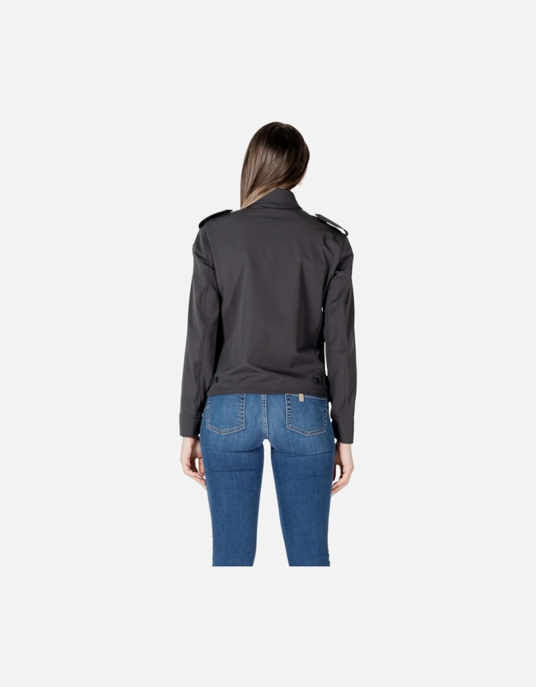 Classic Round Neck Zip-Up Jacket Women - Black Jackets