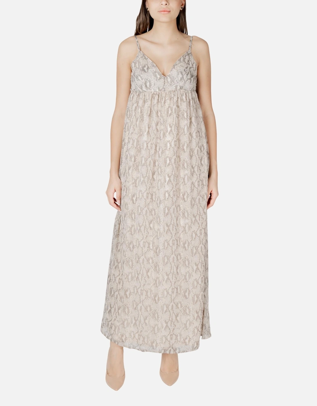 Low-Cut V-Neck Strappy Dress Women - Beige Dresses, 4 of 3