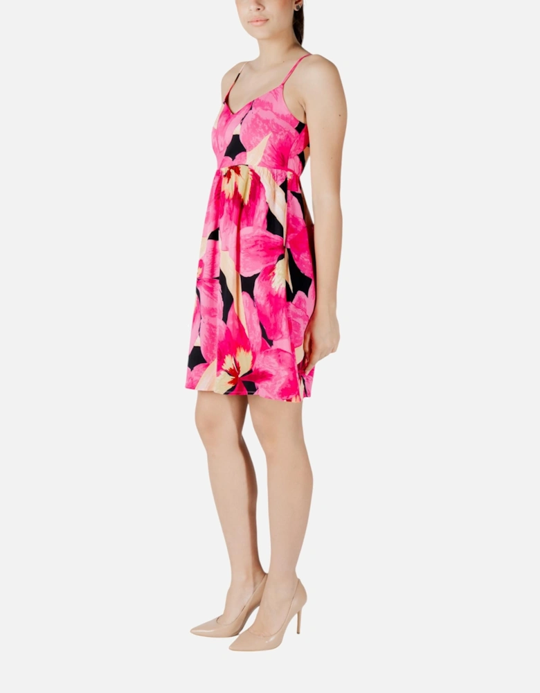 Floral V-Neck Strappy Dress Women - Fuchsia Dresses