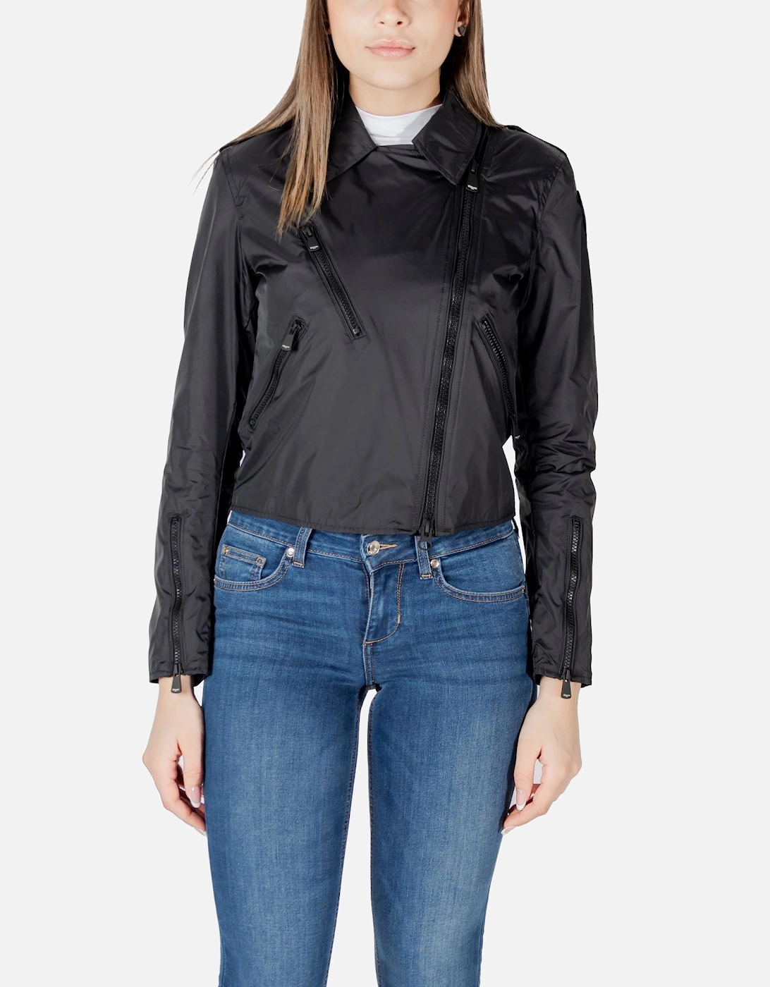 Womens Side Zip Classic Collar Jacket - Black Jackets, 4 of 3