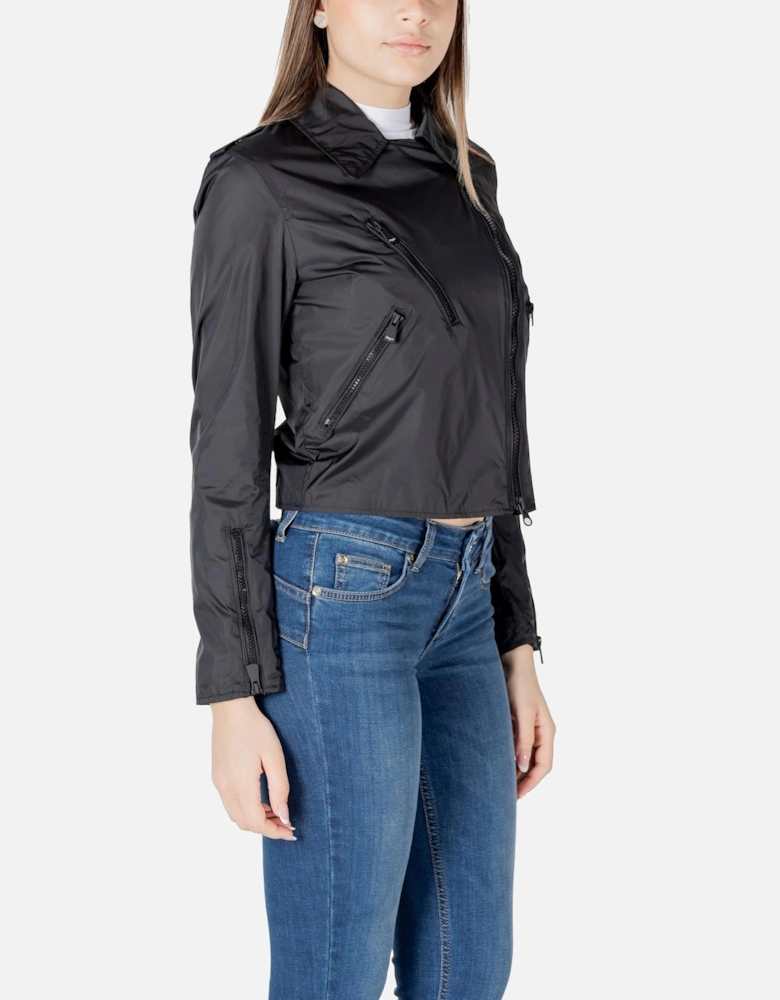 Womens Side Zip Classic Collar Jacket - Black Jackets