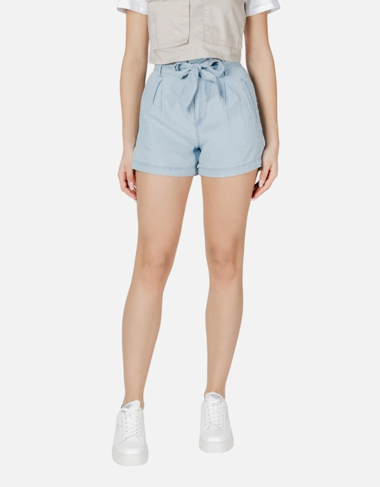 Belted Lyocell Shorts with Front Pockets Women - Light Blue